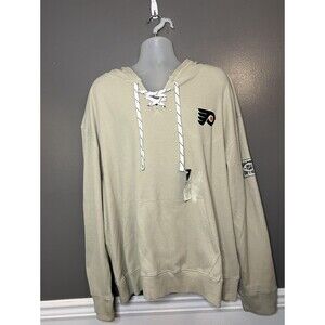 Philadelphia Flyers Hoodie Mens 2XL Beige NHL Hockey Lace Up Thermal Calhoun